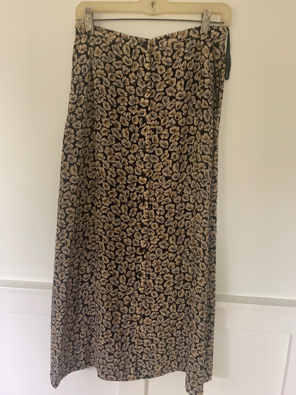 Black and Tan Floral Midi Skirt